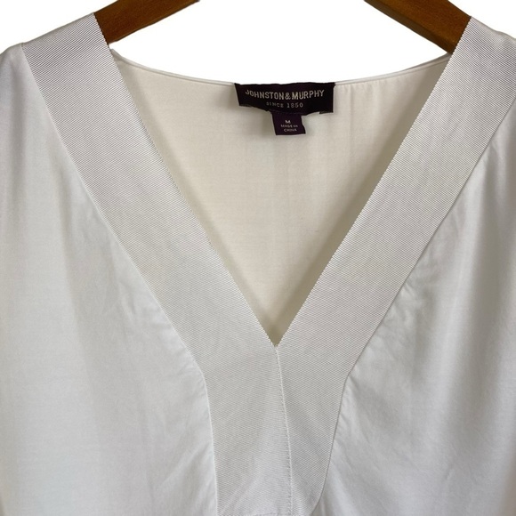 Johnston & Murphy Boho V-neck Ruffle Blouse Top White Size M - Picture 2 of 16